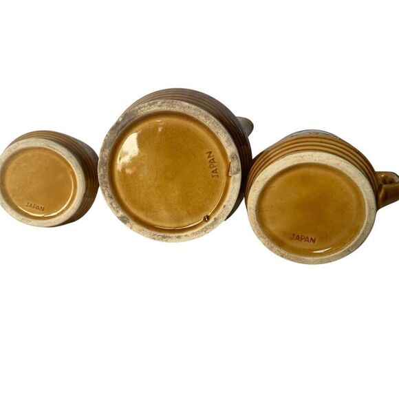 VTG MCM Japanese Teapot Tea Cream Sugar Set Ceramic Yellow Fruit Hand Painted - Picture 6 of 6